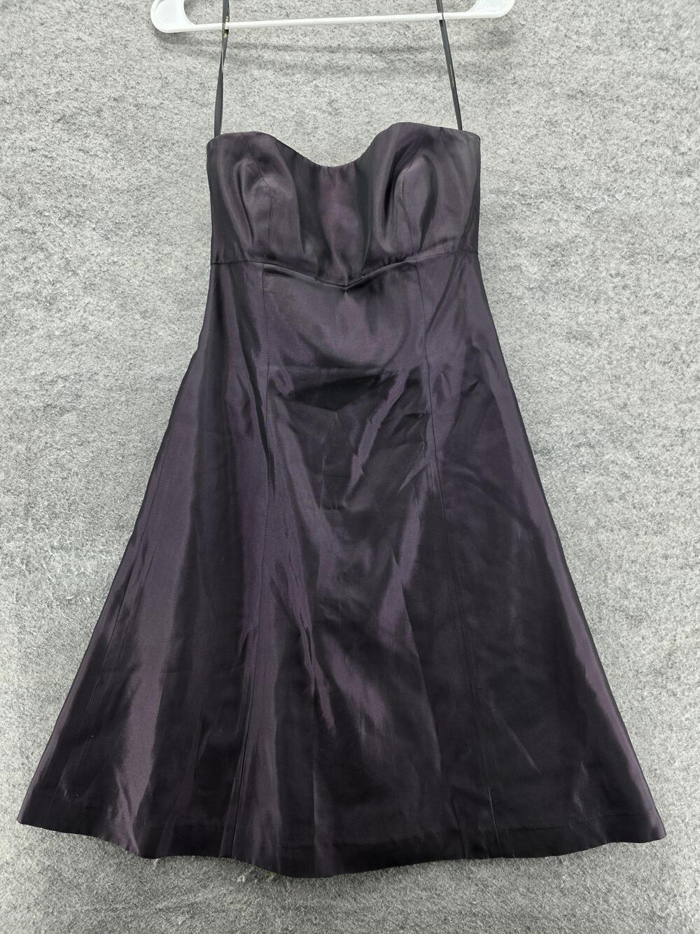 Vera Wang Maids Dress Womens 8 Purple Strapless Formal Gown Acetate Evening